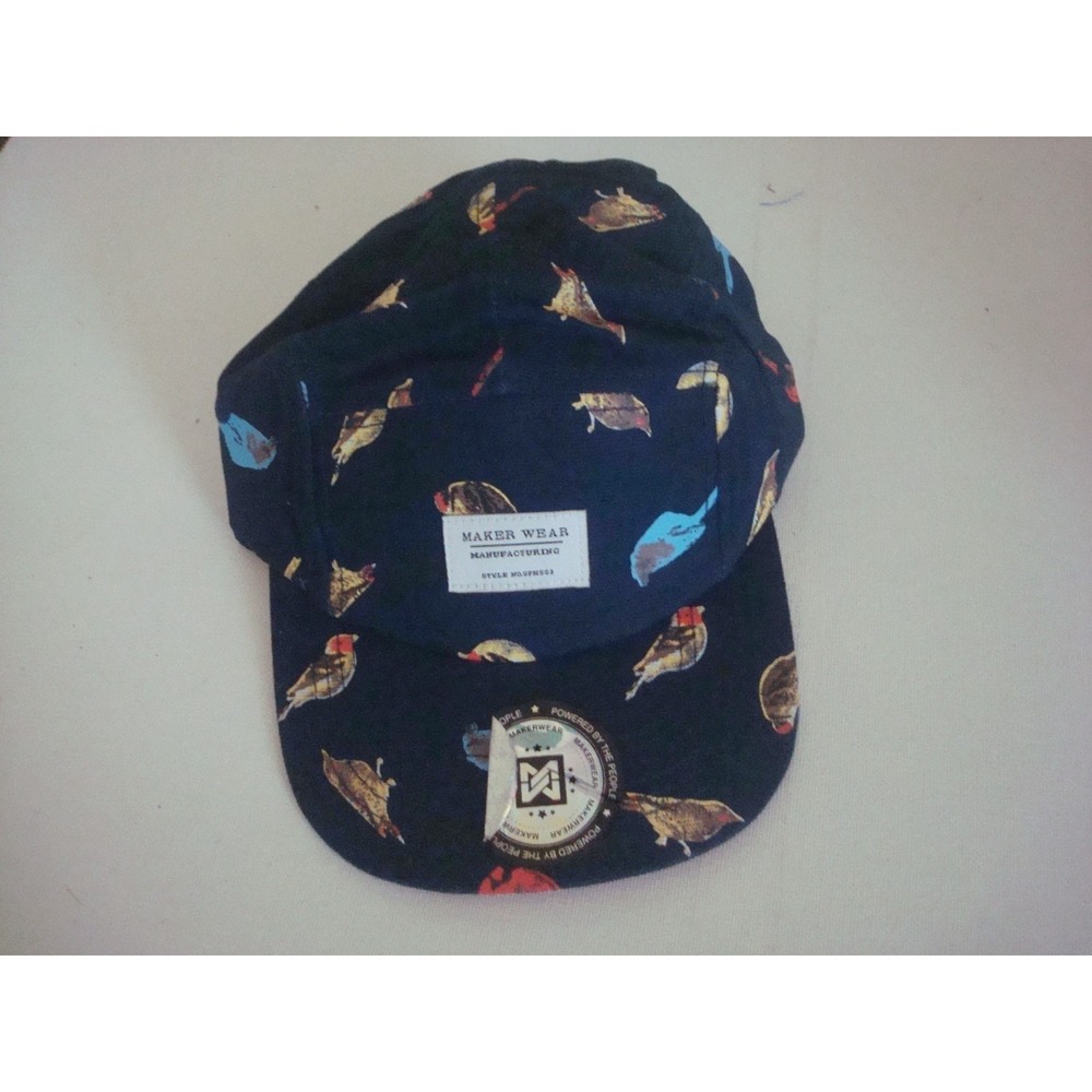 BIRDS MAKERWEAR BIRDCAGE LEATHER‎ STRAPBACK 00S Y2K HAT CAP VINTAGE DEADSTOCK C4